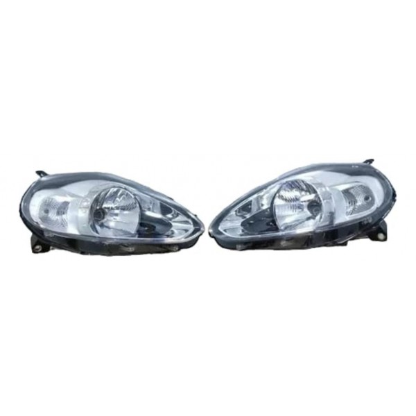 Par Farol Fiat Punto 2013 A 2016 Cromado C/ Mascara Negra