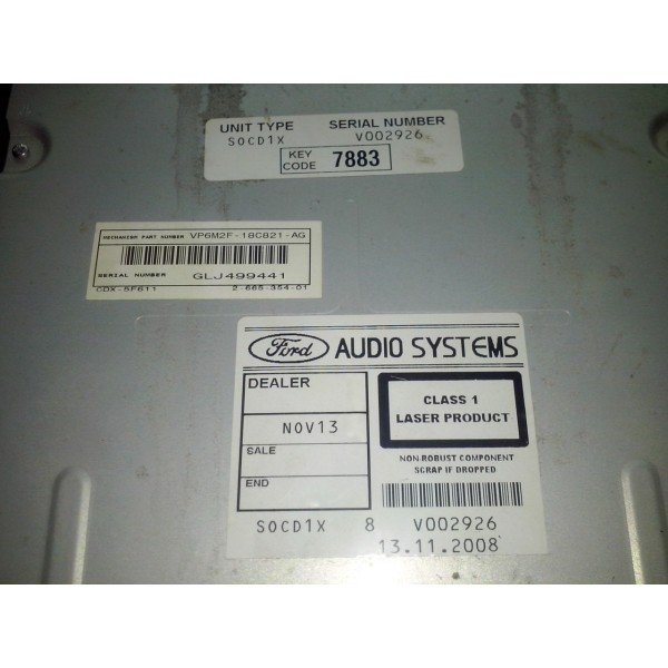 Aparelho De Som Ford Focus 2009/2013 Original (com Cod)