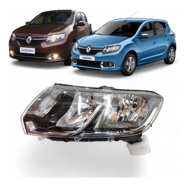 Farol Esquerdo Sandero Logan 2015 2016 Máscara Negra
