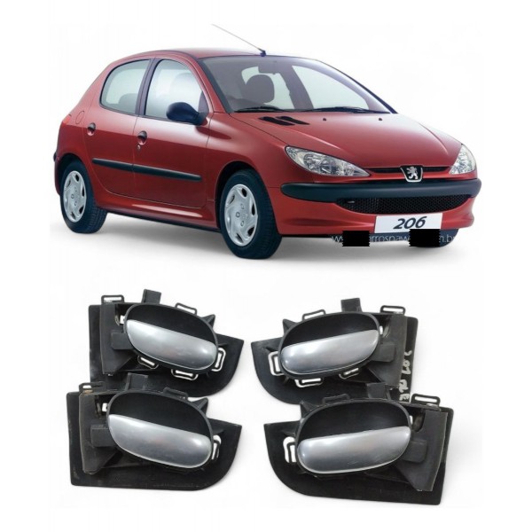 Kit 4 Maçaneta Interna Peugeot 207 1998 1999 2000 A 2006