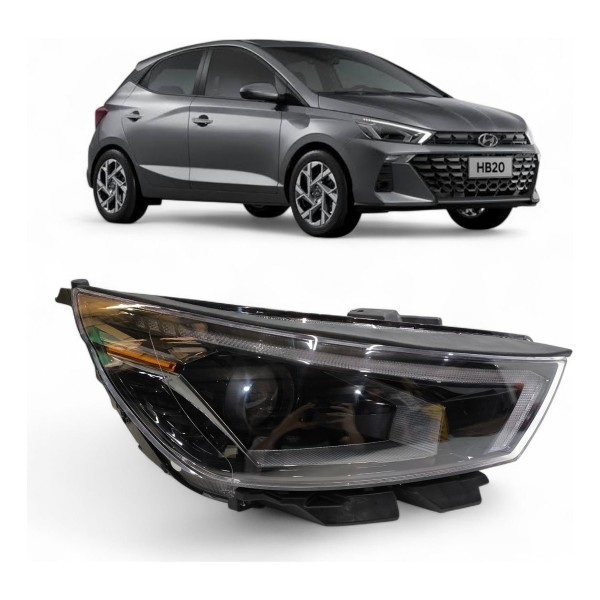 Farol Direito Hyundai Hb20 2023 2024 2025 Com Led Projetor