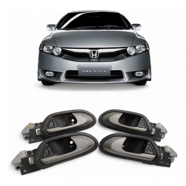 Kit 4 Maçaneta Interna Honda New Civic 2007 2008 2009 A 2011