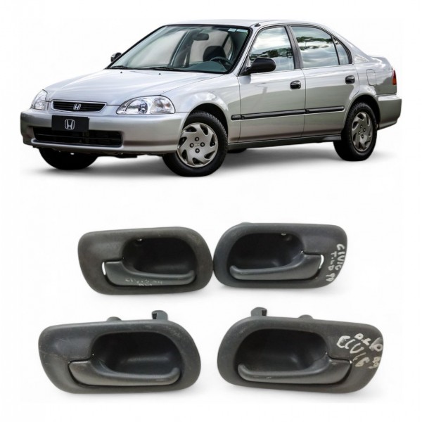 Kit 4 Maçaneta Interna Honda Civic 1996 1997 1998 1999 2000