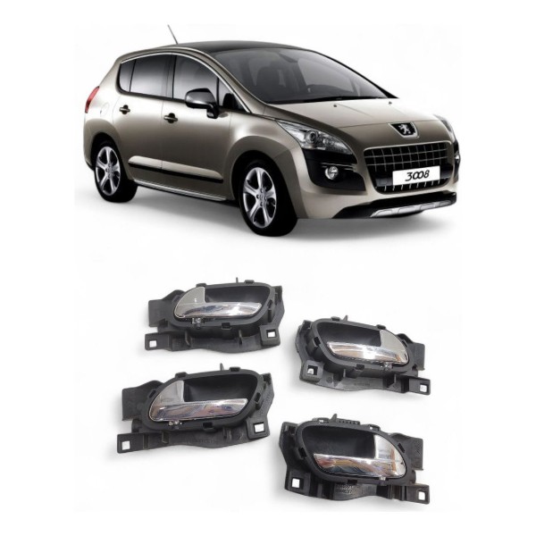 Kit 4 Maçaneta Interna Peugeot 3008 2011 2012 2013 A 2015