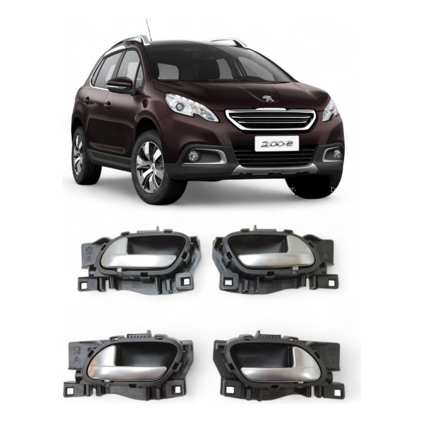 Kit 4 Maçaneta Interna Peugeot 2008 2014 2015 2016 2017
