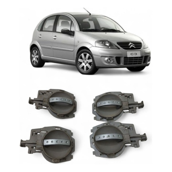 Kit 4 Maçaneta Interna Citroen C3 2005 2006 2007 2008 A 2010
