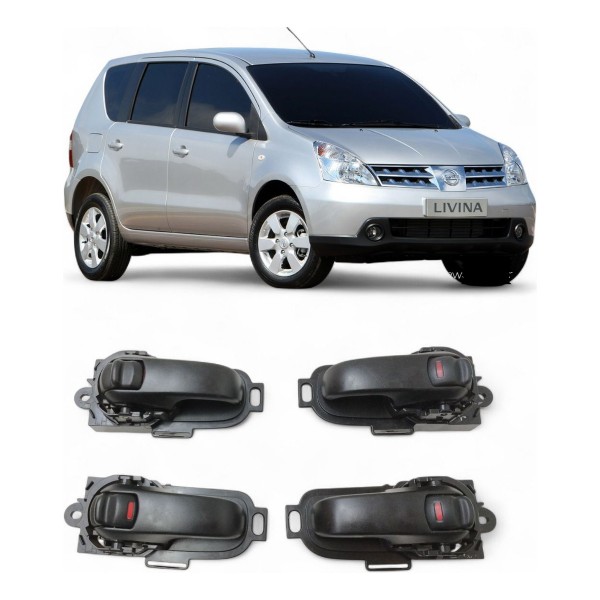 Kit 4 Maçaneta Interna Nissan Livina 2009 2010 2011 A 2014